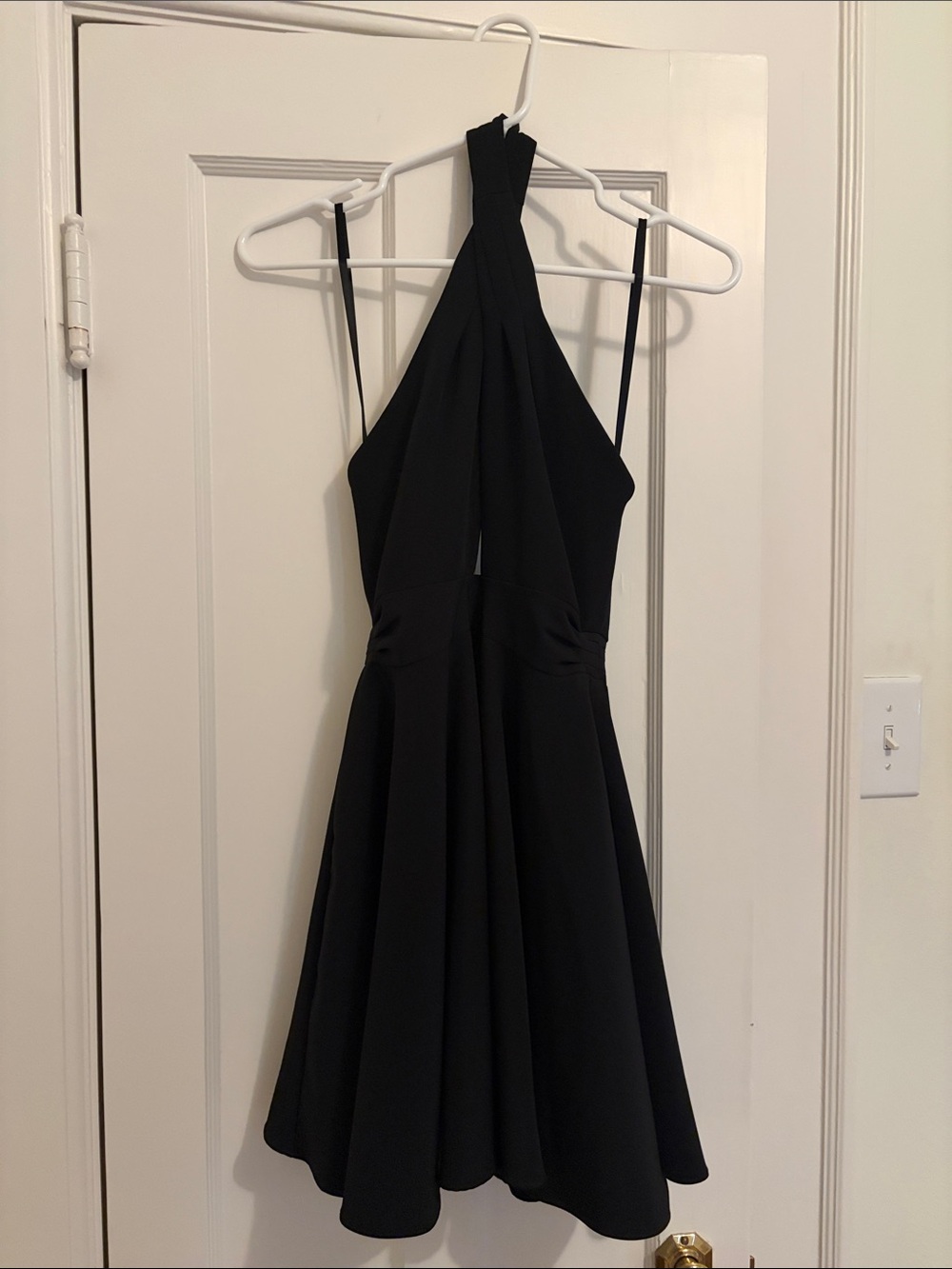 Milly Minis Black Halter Fit-and-Flare Mini Dress